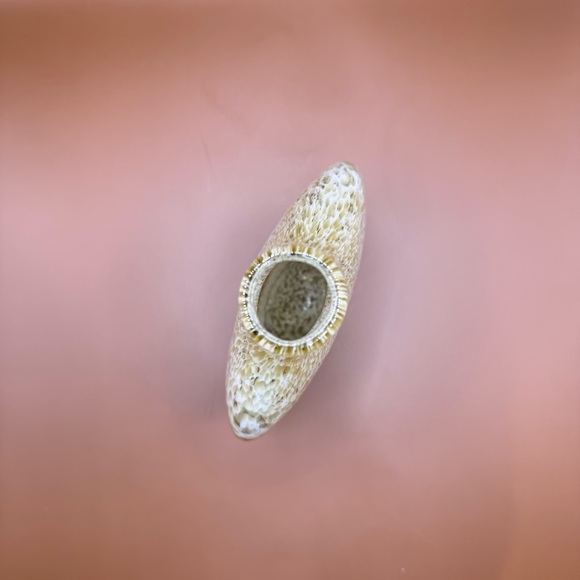 Vintage Mid-Century Murano Glass Gradient Marble Khaki Mustard Teardrop Vase 8” - Picture 5 of 6